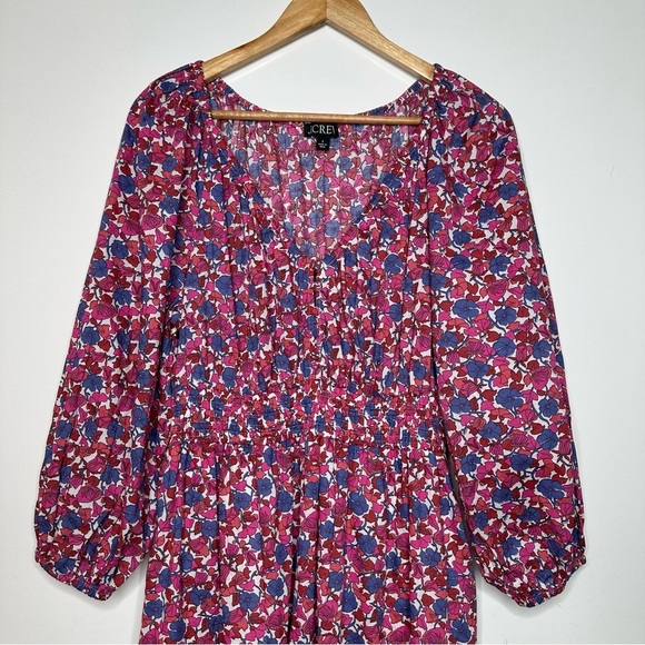 J. Crew V-Neck Midi Dress in Berry Floral Size Small - Picture 5 of 11